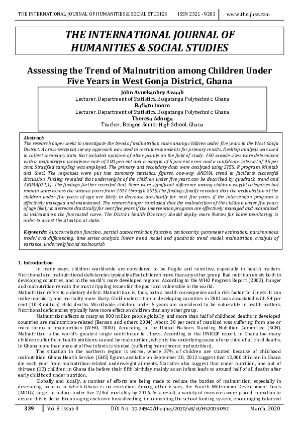 (PDF) Assessing the Trend of Malnutrition among Children Under Five ...