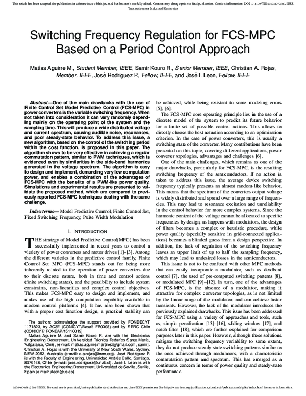 (PDF) Switching Frequency Regulation for FCS-MPC Based on a Period ...