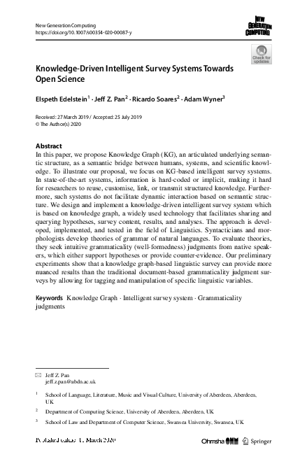 (PDF) Knowledge-Driven Intelligent Survey Systems Towards Open Science