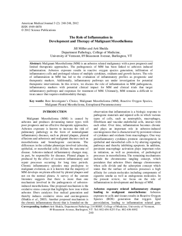 (PDF) The Role of Inflammation in Development and Therapy of Malignant ...