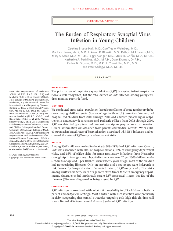(PDF) The Burden of Respiratory Syncytial Virus Infection in Young Children