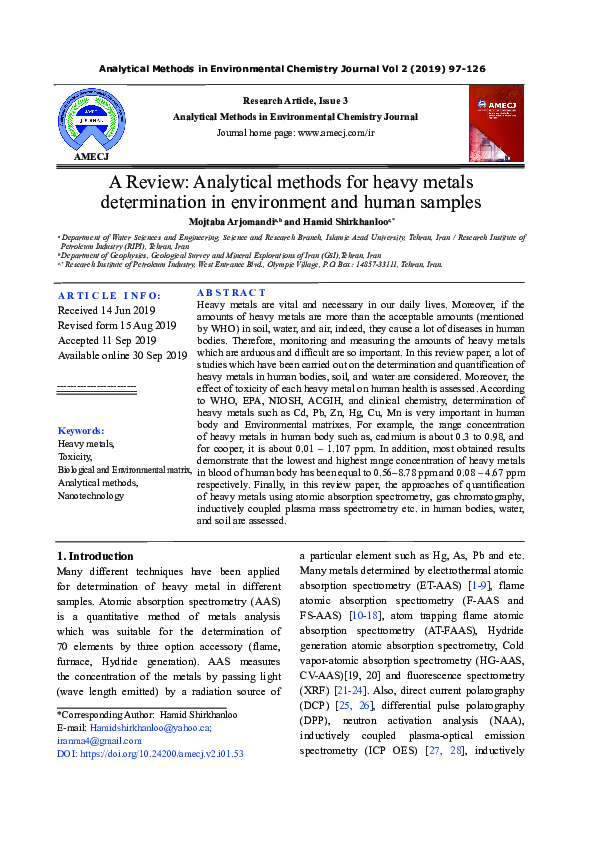 (PDF) A review: Analytical methods for heavy metals determination in ...