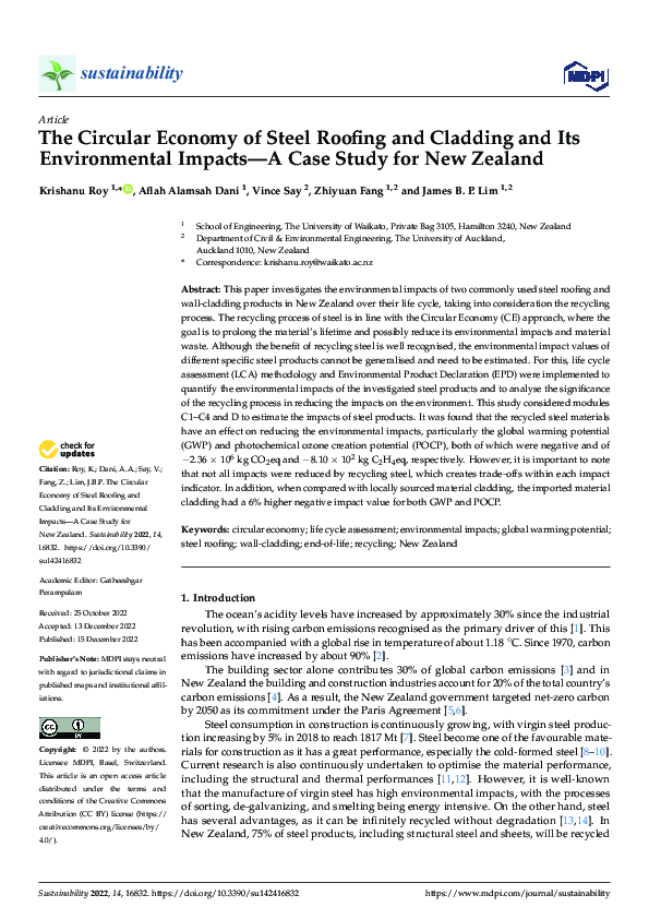 (PDF) The Circular Economy of Steel Roofing and Cladding and Its ...