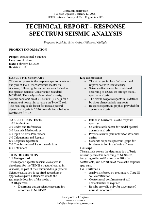 (PDF) Technical Report Response Spectrum Seismic Analysis NCSE Spain ...