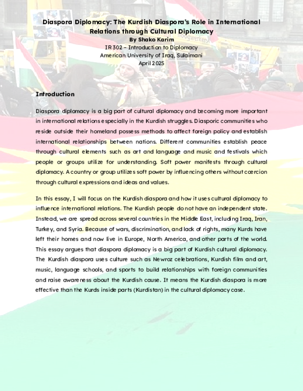 (PDF) Diaspora Diplomacy: The Kurdish Diaspora's Role in International ...