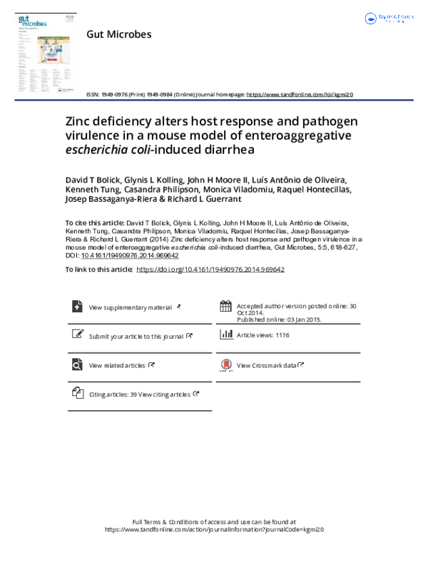 (PDF) Zinc deficiency alters host response and pathogen virulence in a ...