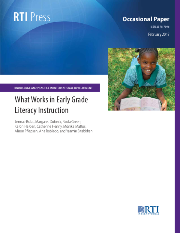 (PDF) What Works in Early Grade Literacy Instruction