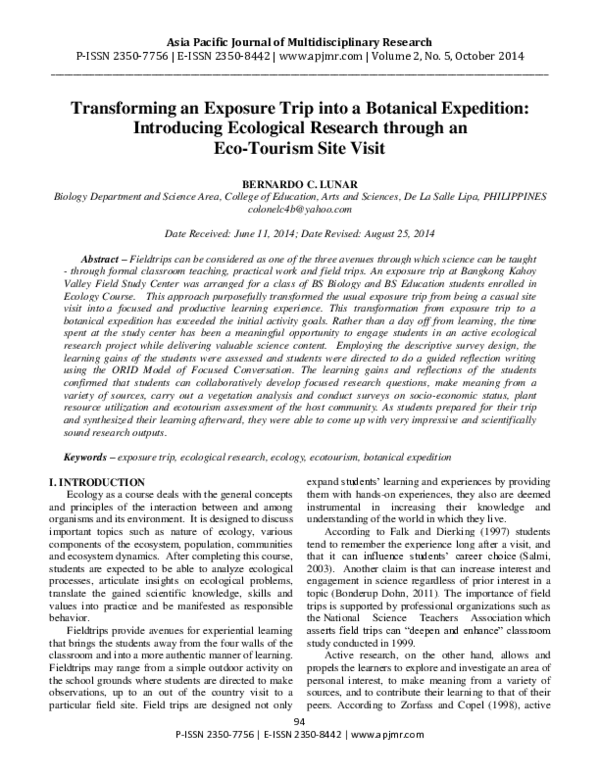 (PDF) Transforming an Exposure Trip into a Botanical Expedition ...