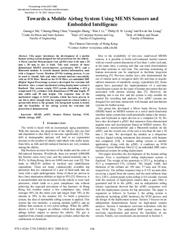 (PDF) Towards a mobile airbag system using MEMS sensors and embedded ...