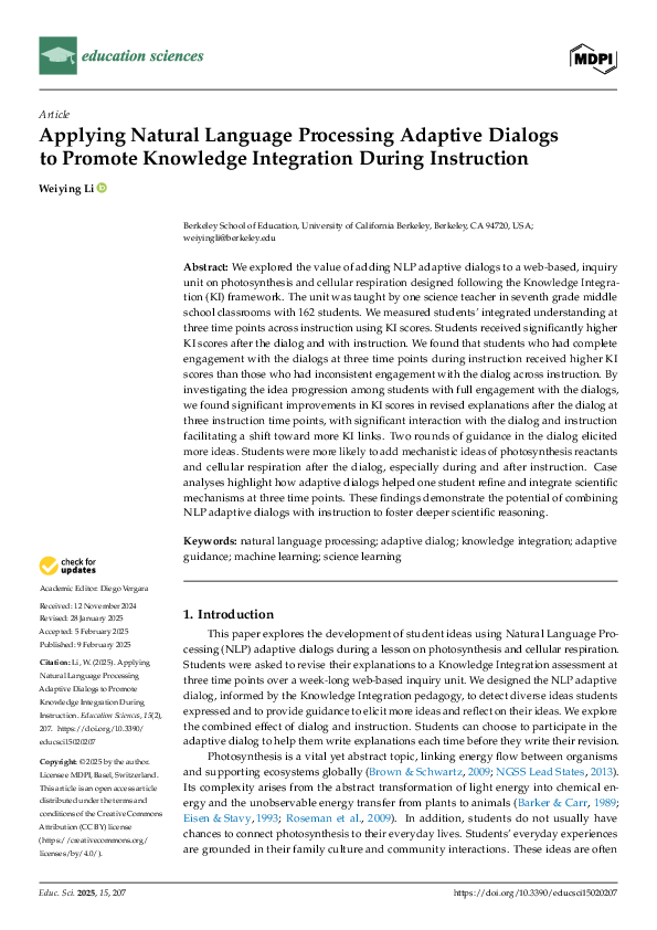 (PDF) Applying Natural Language Processing Adaptive Dialogs to Promote ...