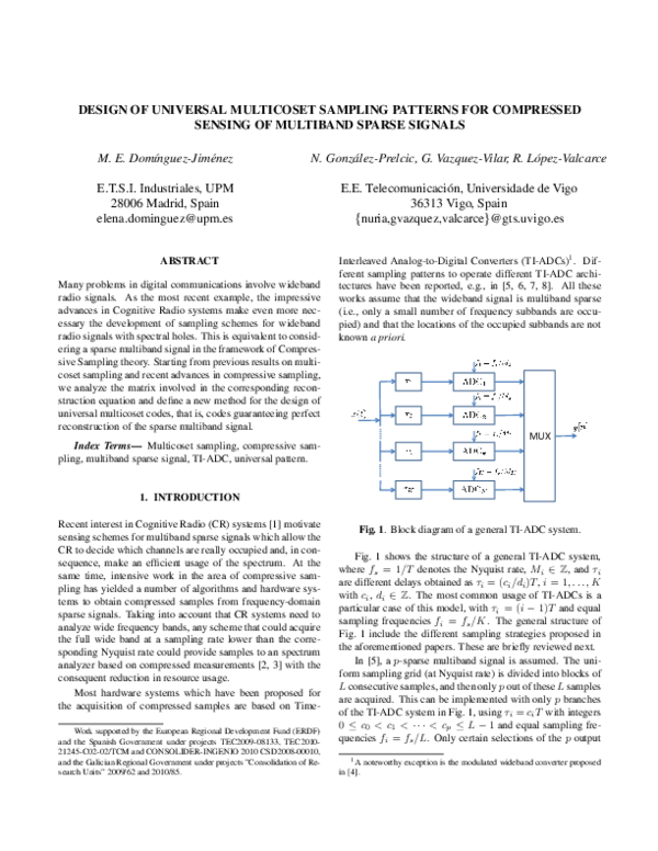 (PDF) Design of universal multicoset sampling patterns for compressed ...