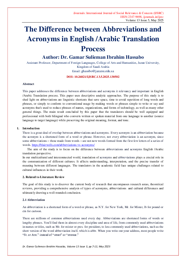 (PDF) The Difference between Abbreviations and Acronyms in English ...