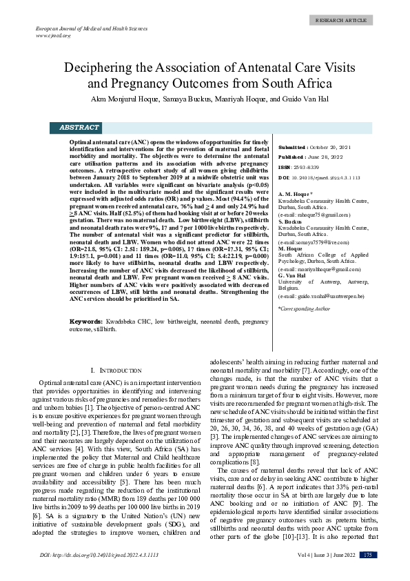 (PDF) Deciphering the Association of Antenatal Care Visits and ...