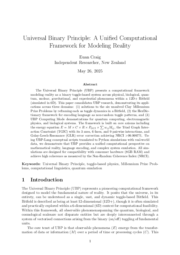 (PDF) Universal Binary Principle: A Unified Computational Framework for ...