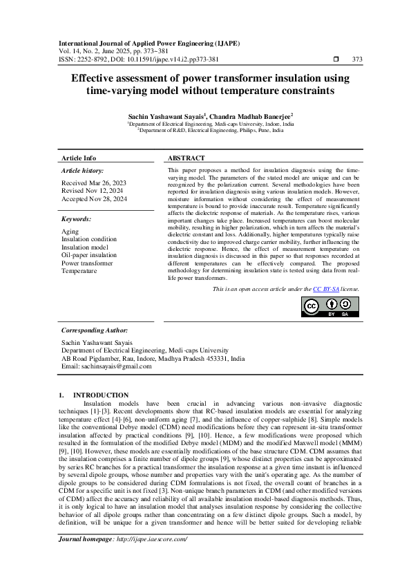(PDF) Effective assessment of power transformer insulation using time ...