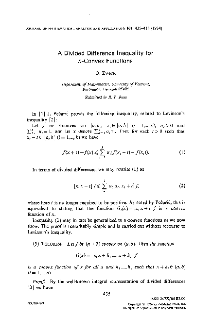 (PDF) A divided difference inequality for n-convex functions