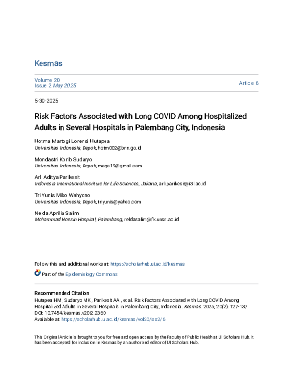 (PDF) Risk Factors Associated with Long COVID Among Hospitalized Adults ...