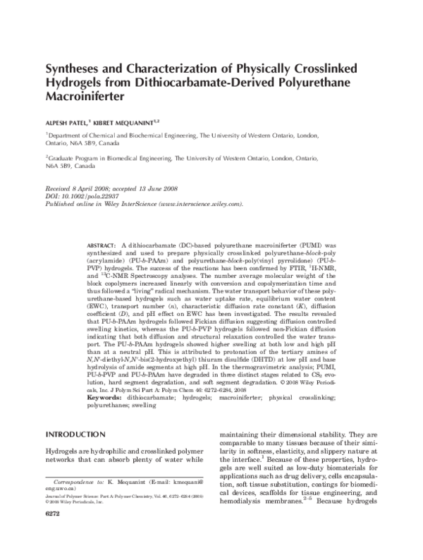 (PDF) Syntheses and characterization of physically crosslinked ...