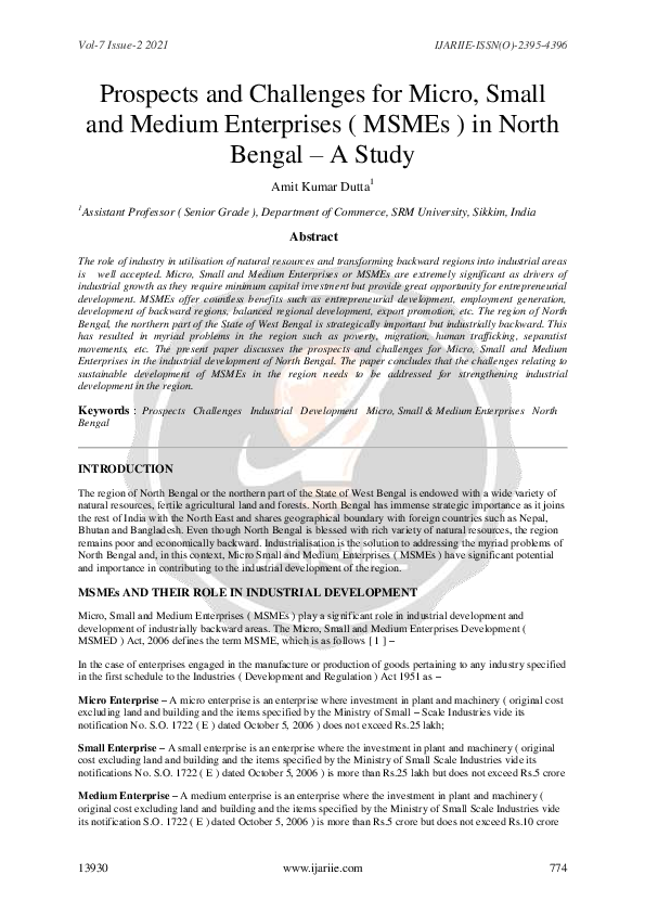 (PDF) Prospects and Challenges for Micro, Small and Medium Enterprises ...