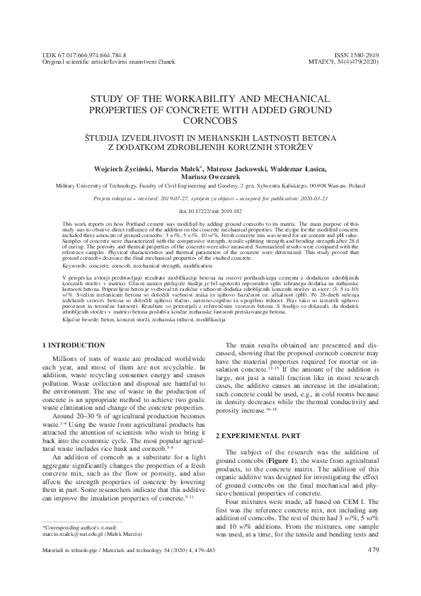 (PDF) Study of the workability and mechanical properties of concrete ...