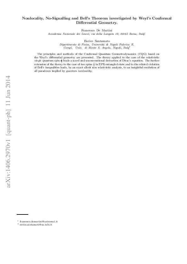 (PDF) Nonlocality, no-signalling, and Bellʼs theorem investigated by ...
