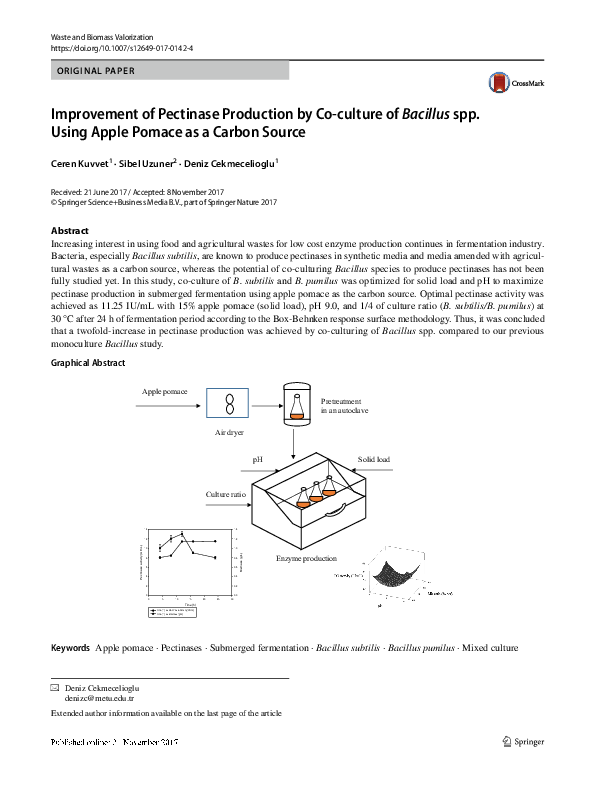 (PDF) Improvement of Pectinase Production by Co-culture of Bacillus spp ...