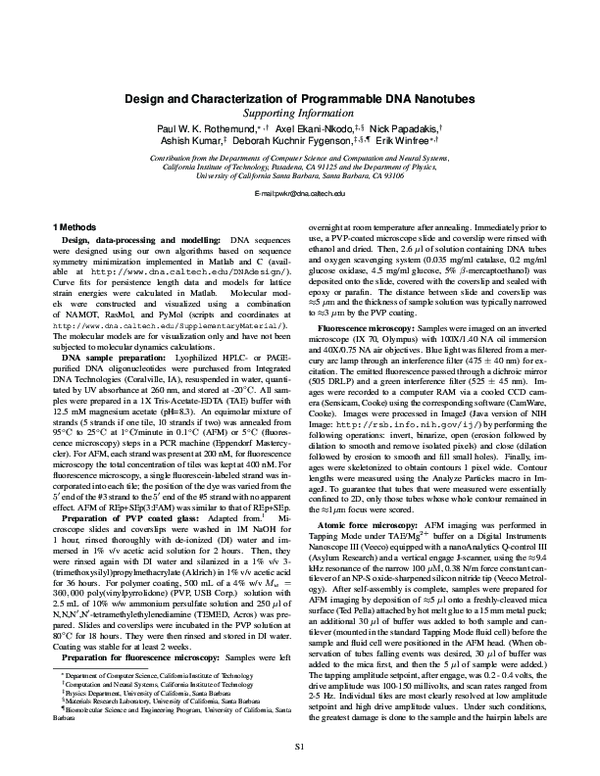 (PDF) Design and Characterization of Programmable DNA Nanotubes