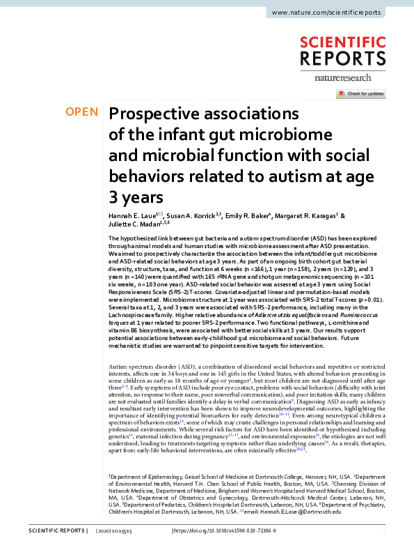 (PDF) Prospective associations of the infant gut microbiome and ...