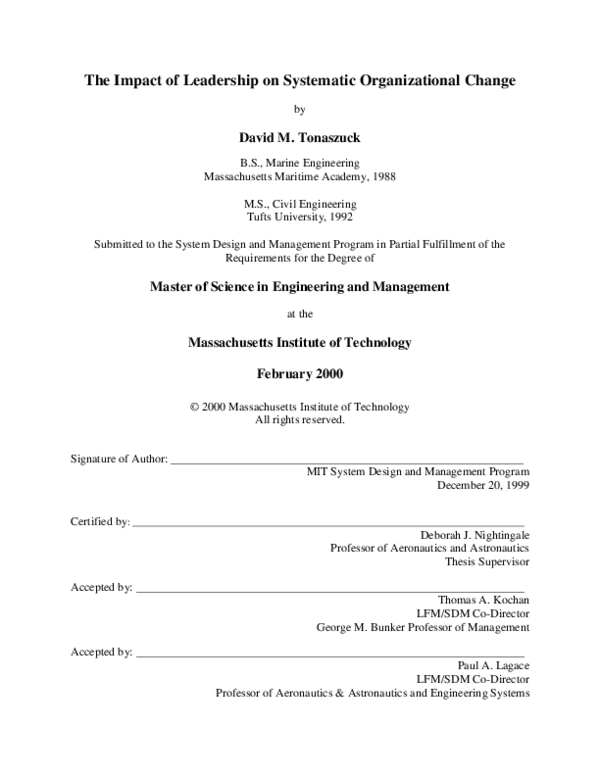 (PDF) The impact of leadership on systematic organizational change