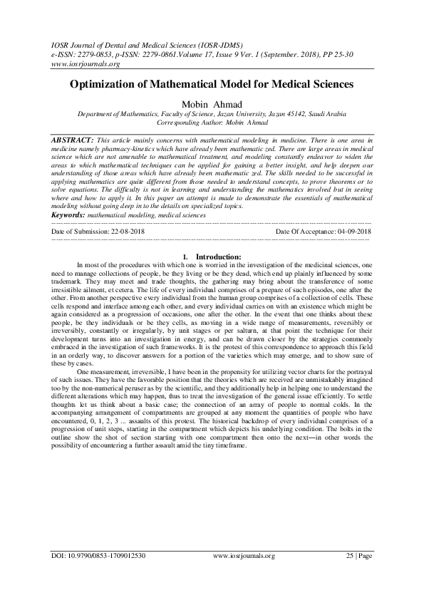 (PDF) Optimization of Mathematical Model for Medical Sciences