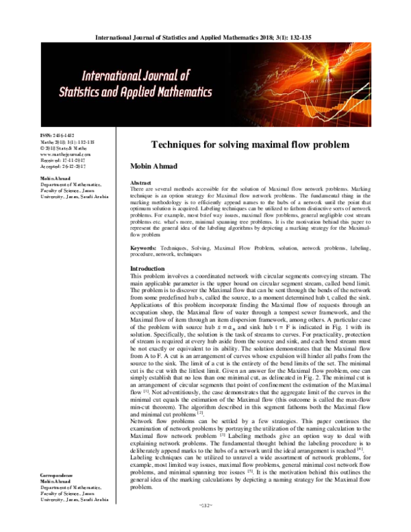 (PDF) Techniques for solving maximal flow problem