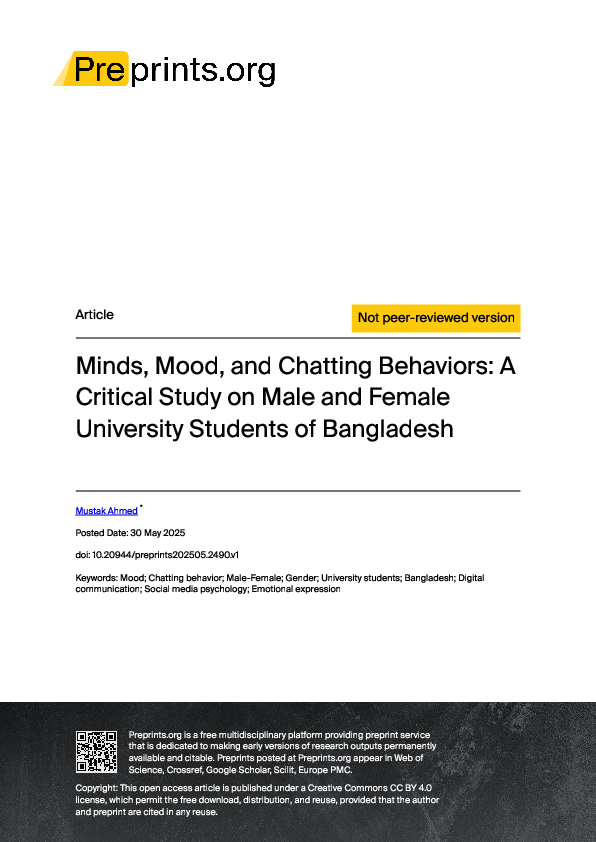 (PDF) Minds, Mood, and Chatting Behaviors: A Critical Study on Male and ...