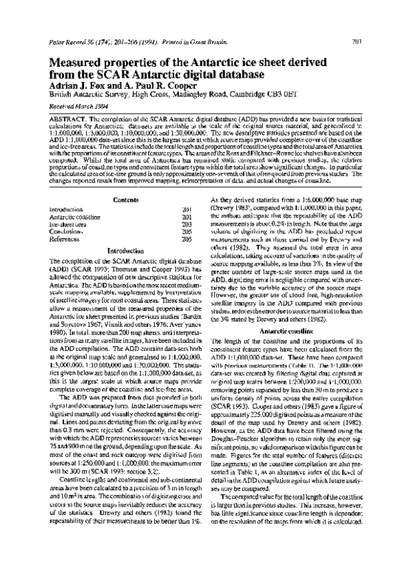 (PDF) Measured properties of the Antarctic ice sheet derived from the ...