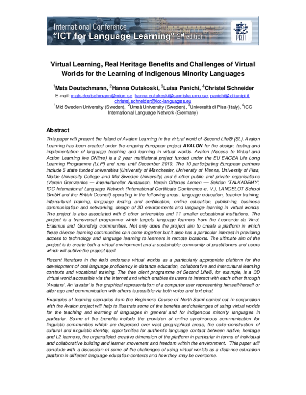 (PDF) Virtual Learning, Real Heritage Benefits and Challenges of ...