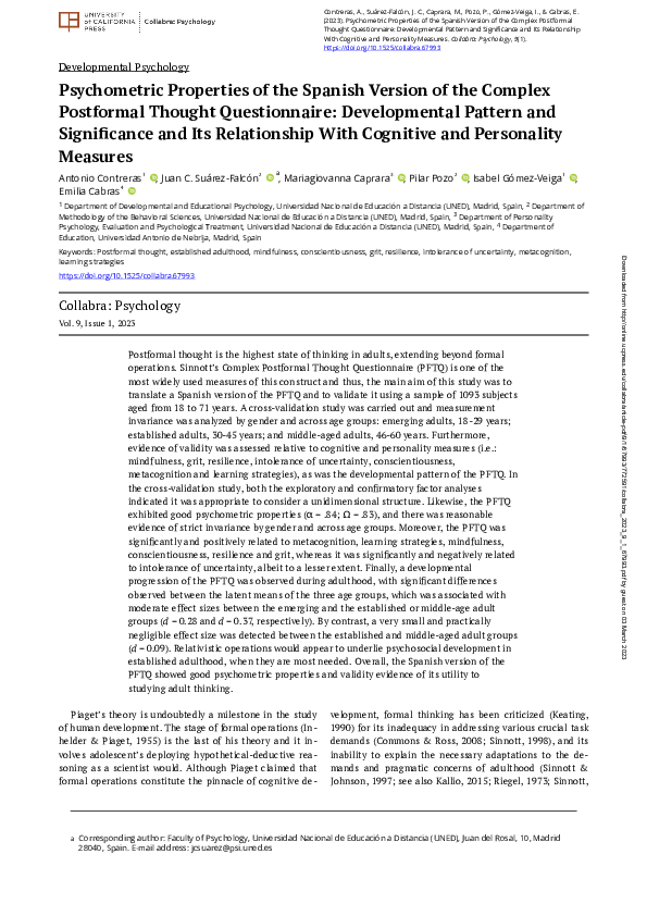 (PDF) Psychometric Properties of the Spanish Version of the Complex ...