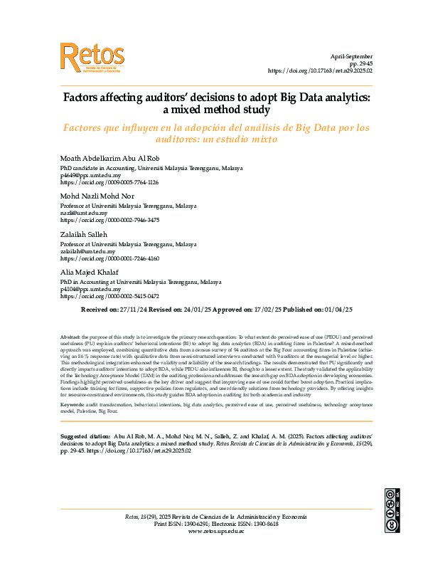 (PDF) Factors affecting auditors’ decisions to adopt Big Data analytics ...
