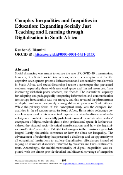 (PDF) Complex Inequalities and Ineqalities in Education