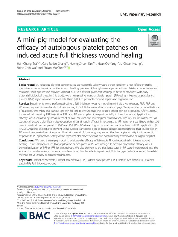 (PDF) A mini-pig model for evaluating the efficacy of autologous ...
