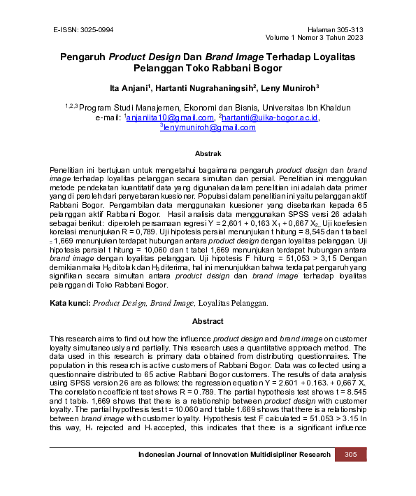 (PDF) Pengaruh Product Design Dan Brand Image Terhadap Loyalitas ...