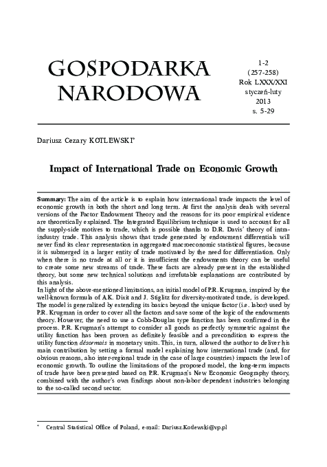 (PDF) Impact of International Trade on Economic Growth