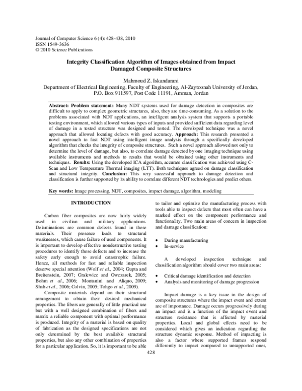 (PDF) Integrity Classification Algorithm of Images obtained from Impact ...
