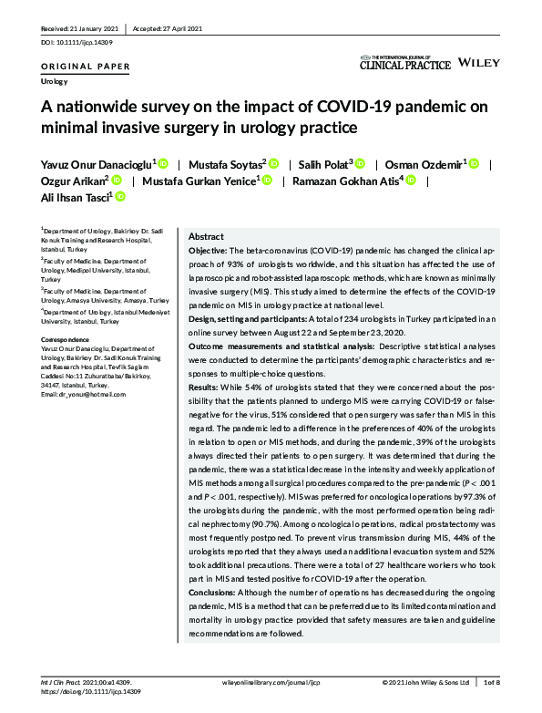 (PDF) A nationwide survey on the impact of COVID‐19 pandemic on minimal ...