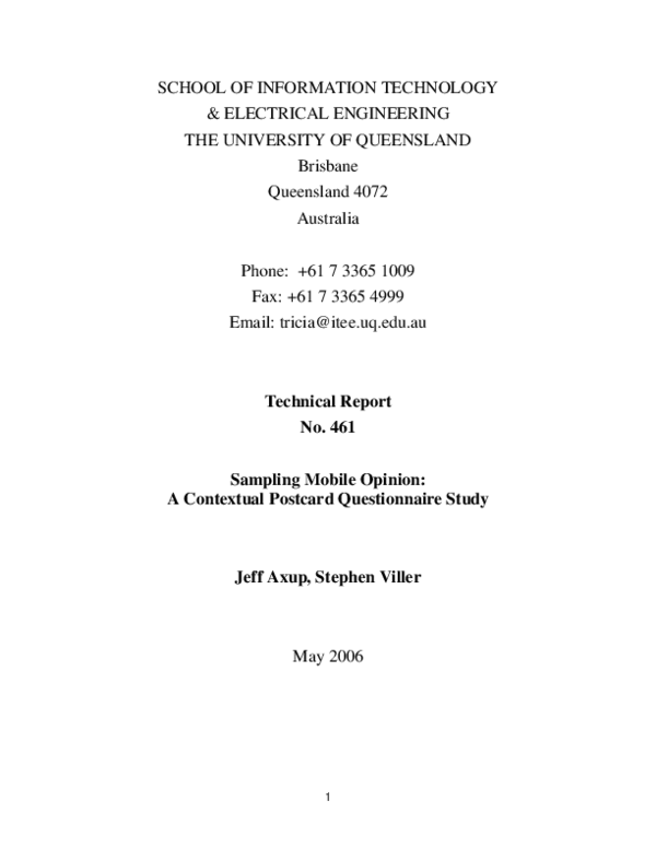 (PDF) Sampling mobile opinion: A contextual postcard questionnaire study