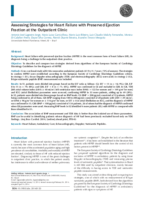 (PDF) Assessing Strategies for Heart Failure with Preserved Ejection ...