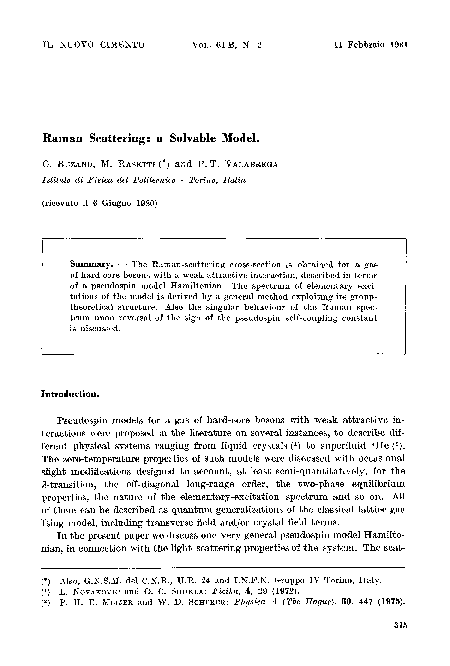 (PDF) Raman scattering: a solvable model