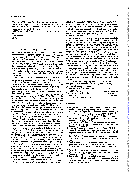 (PDF) Contrast sensitivity testing