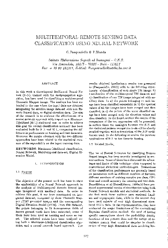 (PDF) Multitemporal Remote Sensing Data Classification Using Neural Network