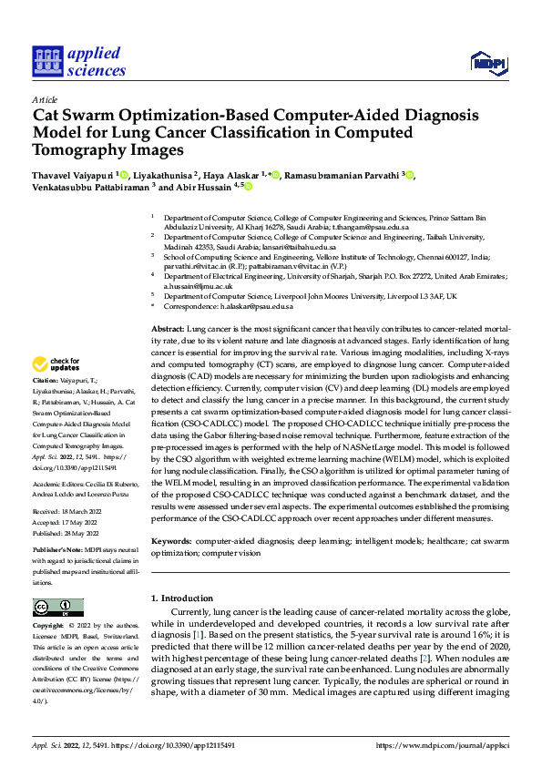 (PDF) Cat Swarm Optimization-Based Computer-Aided Diagnosis Model for ...