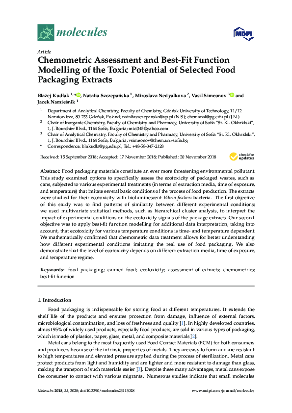 (PDF) Chemometric Assessment and Best-Fit Function Modelling of the ...