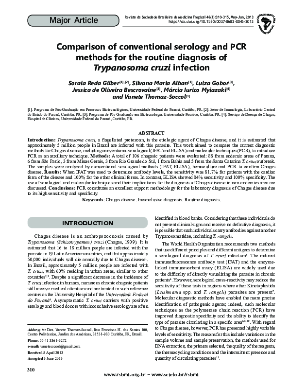 (PDF) Comparison of conventional serology and PCR methods for the ...